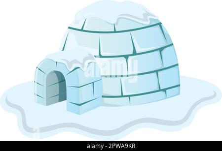 Igloo House Covered in Snow Illustration visualized with Semi Detailed Illustration Stock Vector