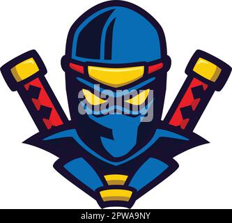 Ninja Mascot Front View with Intimidating Gesture Illustration Stock Vector