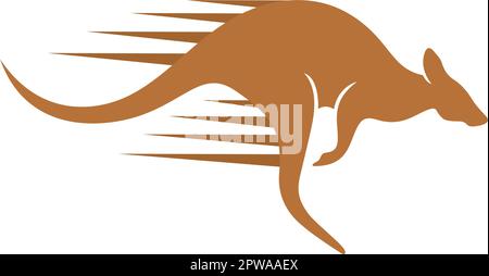 Fast Kangaroo and Kangaroo Jumping Quickly visualized with Silhouette Style Stock Vector