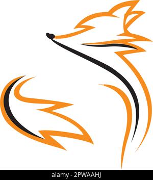 Simple Standing Fox with Silhouette Style Stock Vector
