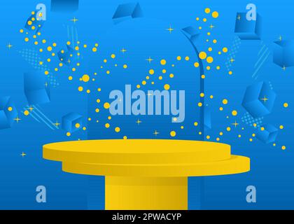 Blue and yellow fantastic minimal geometric product display mockup. Stock Vector