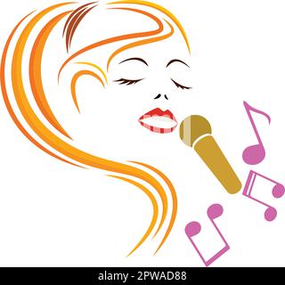 Woman Singing Illustration visualized with Simple Illustratio Stock Vector