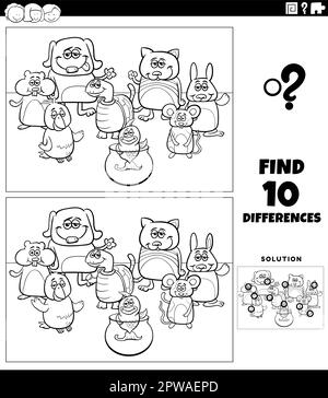 differences game with cartoon pets animal characters Stock Vector Image ...