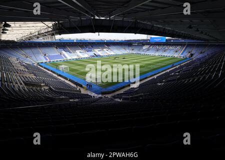 General view of the King Power Stadium during the Barclays FA Womens Super League match between Leicester City Women and Liverpool Women at the King Power Stadium, Leicester on Saturday 29th April 2023. (Credit: James Holyoak / Alamy Live News) Stock Photo