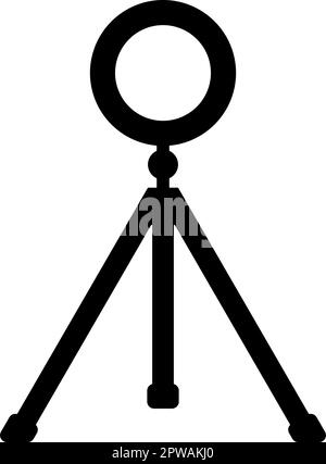 Ring lighting studio lamp light LED selfie lamp with tripod for mobile phone use blogger icon black color vector illustration image flat style Stock Vector