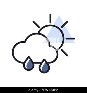 Sun with raincloud and raindrops vector icon Stock Vector