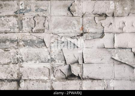old grunge peeling paint brick block dirty dusty aged weathered wall texture pattern for construction background Stock Photo