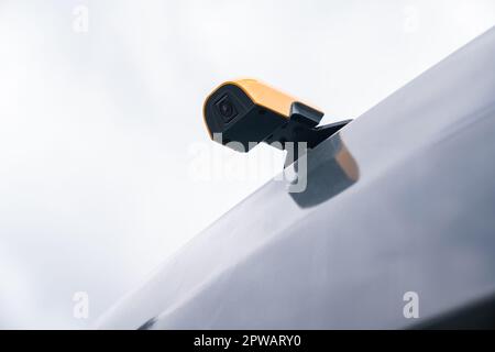 Close up of tractor rear view camera. High quality photo Stock Photo