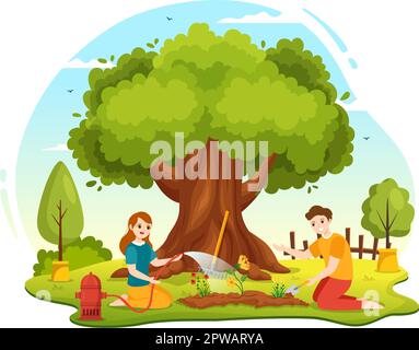 Gardener Illustration with Garden Tools, Farming, Grows Vegetables in Botanical Summer Gardening Flat Cartoon Hand Drawn for Landing Page Templates Stock Vector
