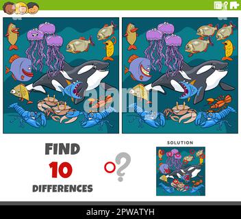 differences educational game with sea animals Stock Vector Image & Art ...