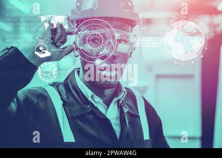 Smart Engineer human resources futuristic IOT in Industry 4.0. The next generation of advance skill vision worker for high productivity concept. Stock Photo