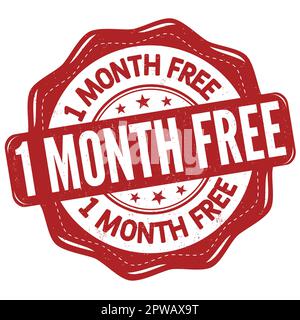 1 month free grunge rubber stamp on white background, vector illustration Stock Vector