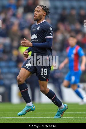 Glasgow, UK. 29th Apr, 2023. Rumarn Burrell of Falkirk during the Scottish Cup match at Hampden Park, Glasgow. Picture credit should read: Neil Hanna/Sportimage Credit: Sportimage Ltd/Alamy Live News Stock Photo