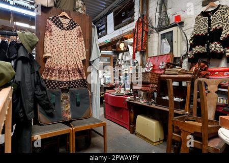 Interior of  Gloucester Road Reclamation Centre with vast mix of vintage items to junk to antiques to curiosities, Bristol, UK Stock Photo