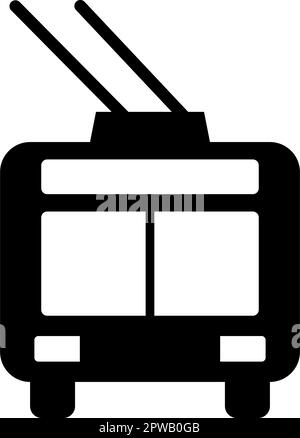 Trolleybus electric city transportation urban public transport trolley bus icon black color vector illustration image flat style Stock Vector