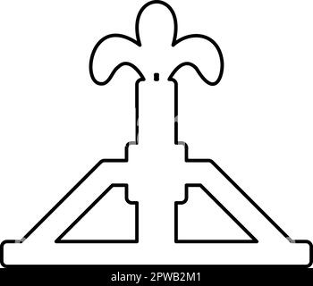 Oil derrick rig gusher contour outline line icon black color vector illustration image thin flat style Stock Vector