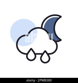 Raincloud with raindrops moon vector flat icon Stock Vector