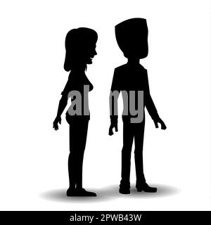 Silhouette of a man and a woman Stock Photo
