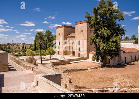 Facades of the Church of the Holy Mother of the Sacrament in the Plaza Alta of Badajoz (Spain) Stock Photo