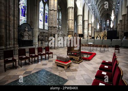 A service to mark the arrival of the Stone of Destiny to Westminster Abbey in London. The stone, an ancient symbol of Scotland's monarchy, will play a central role in the coronation of King Charles III in the Abbey on Saturday May 6th. Picture date: Saturday April 29, 2023. Stock Photo
