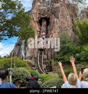 Orlando, FL USA - December 13, 2021:  The Everest roller coaster ride at Animal Kingdom in Disney World. Stock Photo