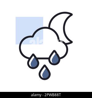 Raincloud with raindrops moon vector flat icon Stock Vector