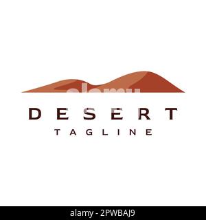 Hot desert and dunes abstract logo template vector design with cactus showing sand dunes isolated background. Stock Vector