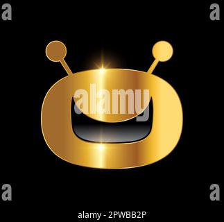 Golden Robot Head Logo vector icon Stock Vector