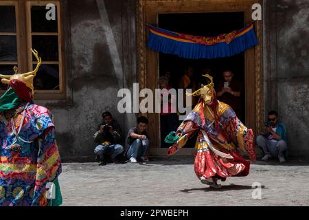 Masked Monks dance at the Phyang Monastery Festival in Ladakh, India Stock Photo