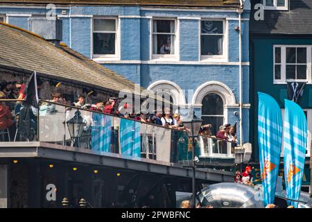 Brixham, UK. 29th Apr, 2023. Thousands of people, most dressed as pirates, enjoy the Brixham Pirate Festival on the Devon coast. Credit: Thomas Faull/Alamy Live News Stock Photo