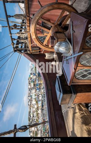 Brixham, UK. 29th Apr, 2023. Thousands of people, most dressed as pirates, enjoy the Brixham Pirate Festival on the Devon coast. Credit: Thomas Faull/Alamy Live News Stock Photo