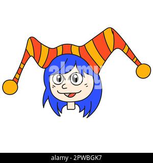 cute lady clown emoticon. doodle icon image Stock Vector