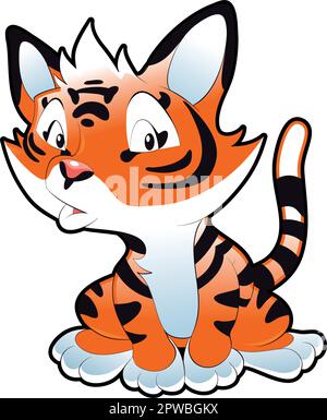 Baby Tiger, cartoon and vector character Stock Vector