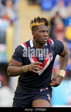 Warrington, UK. 29th Apr, 2023. Justin Sangaré #15 of France during the Mid Season International match England vs France at Halliwell Jones Stadium, Warrington, United Kingdom, 29th April 2023 (Photo by Steve Flynn/News Images) in Warrington, United Kingdom on 4/29/2023. (Photo by Steve Flynn/News Images/Sipa USA) Credit: Sipa USA/Alamy Live News Stock Photo