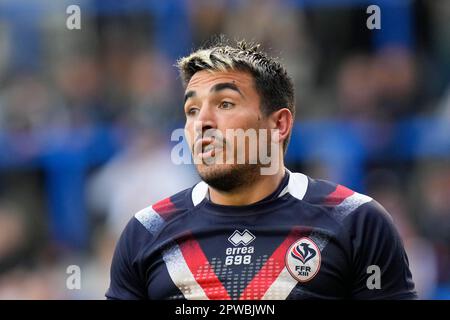 Warrington, UK. 29th Apr, 2023. Anthony Marion #9 of France during the Mid Season International match England vs France at Halliwell Jones Stadium, Warrington, United Kingdom, 29th April 2023 (Photo by Steve Flynn/News Images) in Warrington, United Kingdom on 4/29/2023. (Photo by Steve Flynn/News Images/Sipa USA) Credit: Sipa USA/Alamy Live News Stock Photo