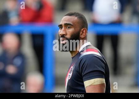 Warrington, UK. 29th Apr, 2023. Samisoni Langi #3 of France during the Mid Season International match England vs France at Halliwell Jones Stadium, Warrington, United Kingdom, 29th April 2023 (Photo by Steve Flynn/News Images) in Warrington, United Kingdom on 4/29/2023. (Photo by Steve Flynn/News Images/Sipa USA) Credit: Sipa USA/Alamy Live News Stock Photo