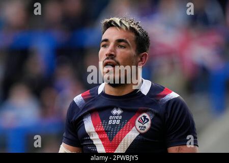 Warrington, UK. 29th Apr, 2023. Anthony Marion #9 of France during the Mid Season International match England vs France at Halliwell Jones Stadium, Warrington, United Kingdom, 29th April 2023 (Photo by Steve Flynn/News Images) in Warrington, United Kingdom on 4/29/2023. (Photo by Steve Flynn/News Images/Sipa USA) Credit: Sipa USA/Alamy Live News Stock Photo