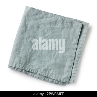 grey folded linen napkin isolated on white background, top view Stock Photo
