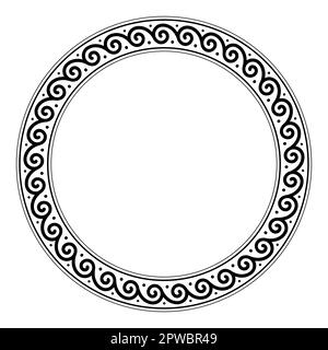 Repeating spiral pattern, circle frame and decorative circular border Stock Vector