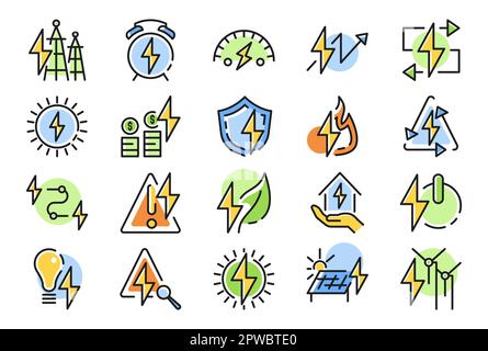 Energy related color icons set Stock Vector