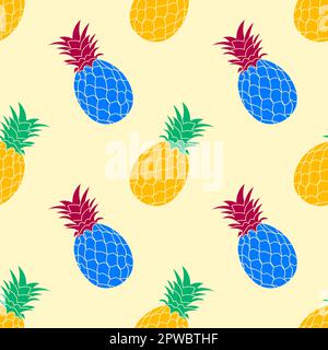 pineapple fruit seamless background print. repeat pattern background design Stock Vector