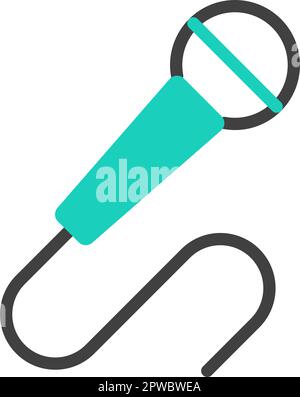 Microphone flat line icon isolated on white background. Abstract classic mic logo. Minimal mike sign outline design. Technology concert performance el Stock Vector