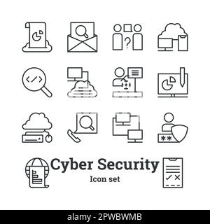 Cybersecurity Solutions: Cybersecurity Icon Set Stock Vector