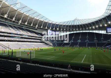 London, UK. 29th Apr, 2023. London, England, April 29 2023: General view of the Tottenham Hotspur Stadium prior to the FA Womens Super League game between Tottenham Hotspur and Brighton & Hove Albion in London, England. (Alexander Canillas/SPP) Credit: SPP Sport Press Photo. /Alamy Live News Stock Photo