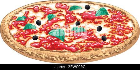 Pizza, italian food, cartoon and vector illustration Stock Vector