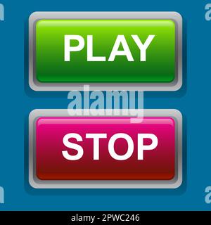 Play and stop button 3d design Stock Vector
