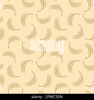 Ear of malt, corn, wheat seamless pattern. Repeating golden agriculture ...