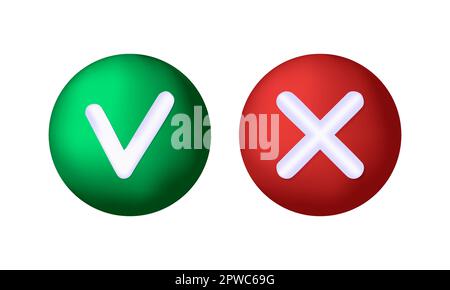 3D Check mark buttons on white background. Vector illustration Stock Vector