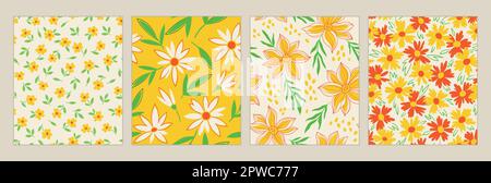 Set of flowers patterns Stock Vector
