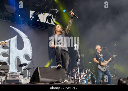 Sao Paulo, Sao Paulo, Brasil. 29th Apr, 2023. (INT) Sepultura Band performs  at Summer Breeze Brazil Festival in Sao Paulo. April 29, 2023, Sao Paulo,  Brazil: Sepultura Band performs in the first